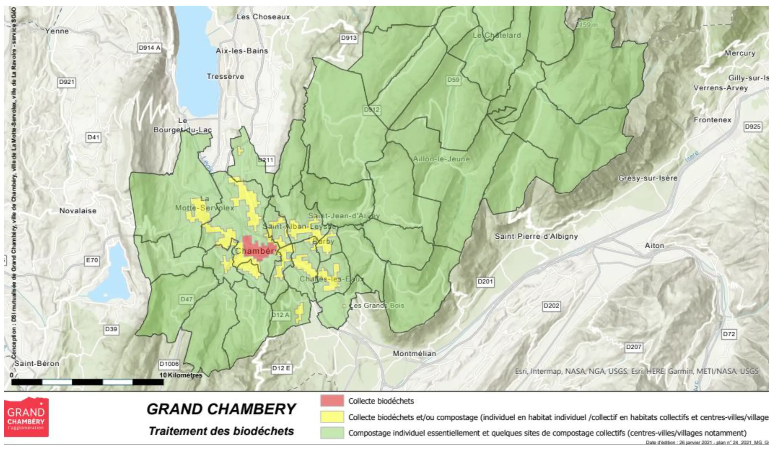 Cartographie des conclusions du schéma directeur de gestion des biodéchets de Grand Chambéry