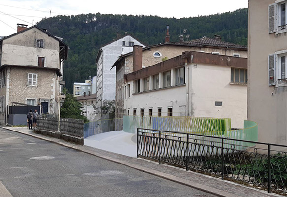 Présentation de la passerelle « C=2πr=πø » dans son environnement.